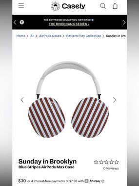 Casely AirPods Max Case – Blue & Brown Stripe “Sunday in Brooklyn” (New)